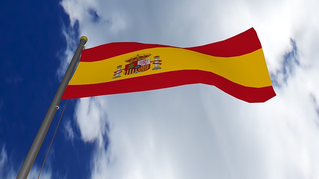 The flag of Spain, the land of vosotros