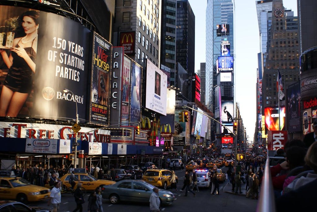 Time Square, New York Citiy, in the USA, most multicultural country in the world